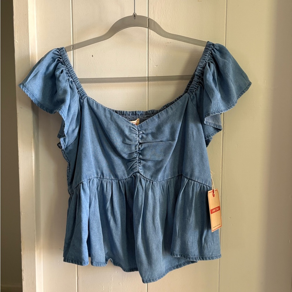Lone Star Pride Apparel LLC Chambray Blue Blouse